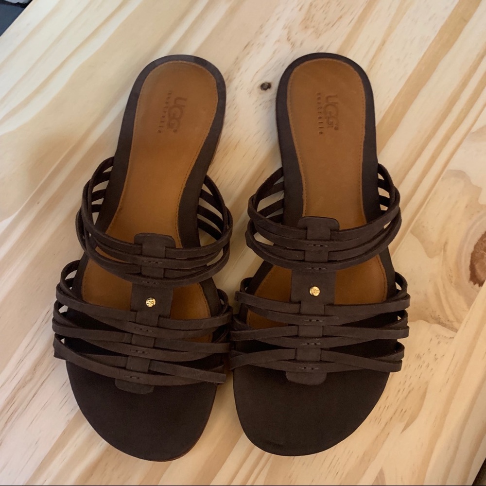 UGG Kaiti Brown Leather Sandals | UGG Slide Sandal